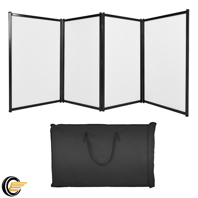 White 4-Panel Portable DJ Booth Folds Up For Professional Stage And Event Use
