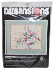 DIMENSIONS Counted Cross Stitch Kit Summer Song Flower 1988 11  x 14  Frame Size