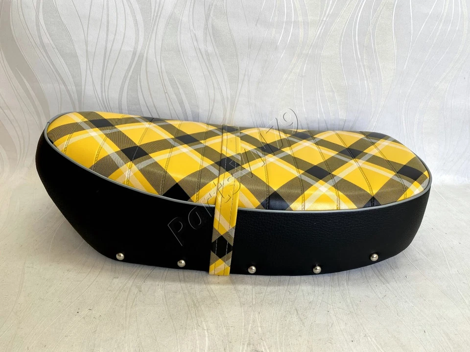 Honda Trail 70 Dax ST50 Z ST70 CT70 1969-1982 asiento. Sillín de tartán amarillo 69-82 Foto 3 de 4