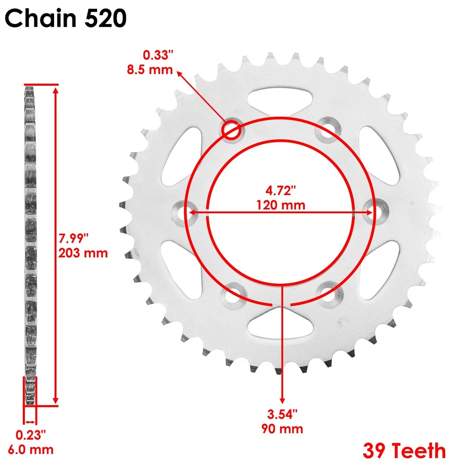 Kit de corrente de transmissão e rodas dentadas para Honda TR200 FATCat 1986 1987 dourado - Imagem 4 de 4