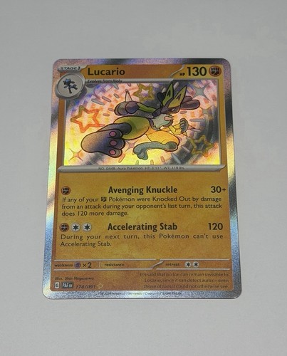 Pokemon Card TCG Lucario 174/091 SV: Paldean Fates Shiny Rare Holo Eng 130HP NM