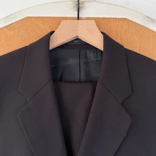 VTG DKNY Suit Mens 38R Brown Pinstripe 3 Button 100% Wool Pants 30x32 Pleated