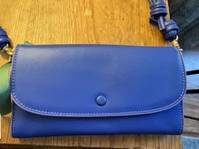 NWT Vera Bradley Leather Wildwood Wallet/Crossbody Ultramarine Blue
