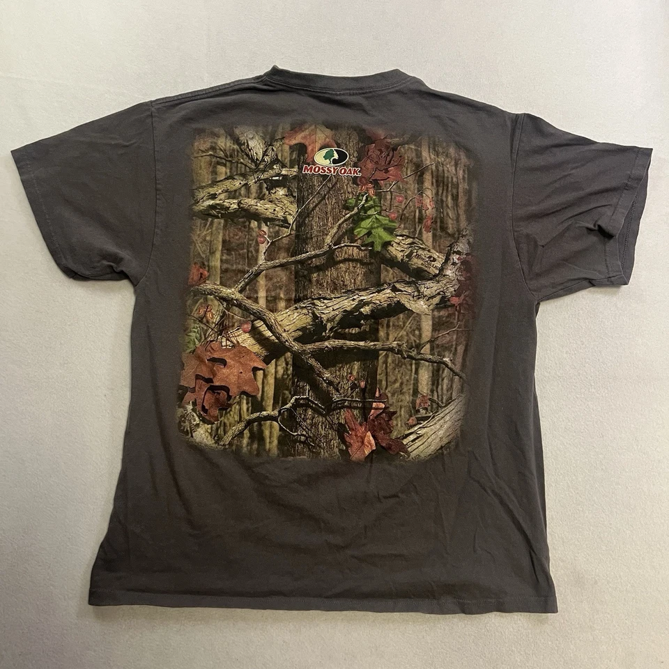 Винтажная футболка Y2K Mossy Oak Deer с графикой размер 2XL серая выцветшая гранж - Изображение 2 из 4