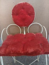 Vintage Original Teena Vanity Chair Velvet Hollywood Regency 17"x34"wrought Iron