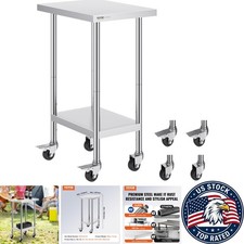 Heavy-Duty Stainless Steel Work Table 24 x 18 x 38 Inch with Adjustable Height