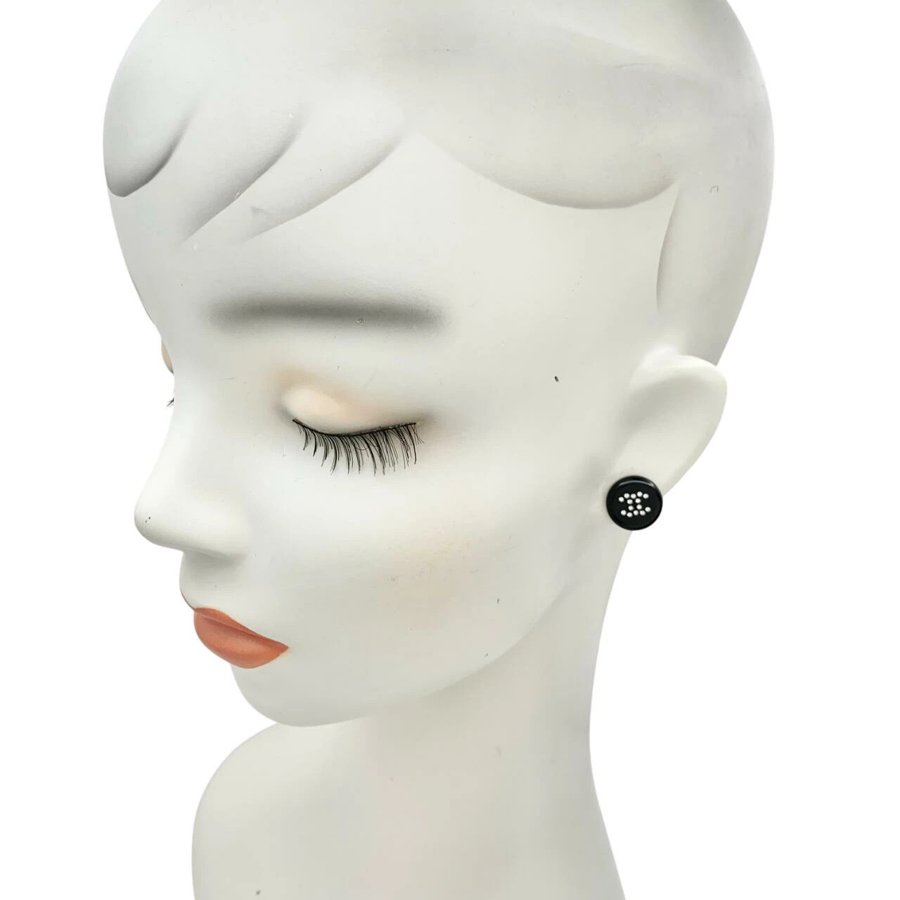 CHANEL Earrings 00A Coco Mark Round Rhinestone Bl… - image 5