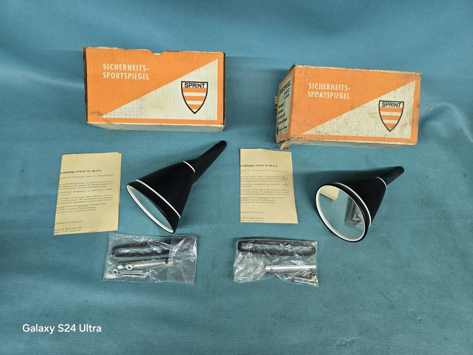NOS PAIR SPRINT GT OUTSIDE SIDE FENDER MIRROR PORSCHE FERRARI BMW TALBOT RARE