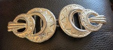 Vtg 1970s 1980s Textured Silver Tone Geometric Statement Belt Buckle Clasp