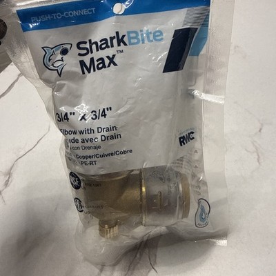 SharkBite Max 3/4 in. Brass 90° Push-to-Connect Elbow Fitting with Drain UR5256A