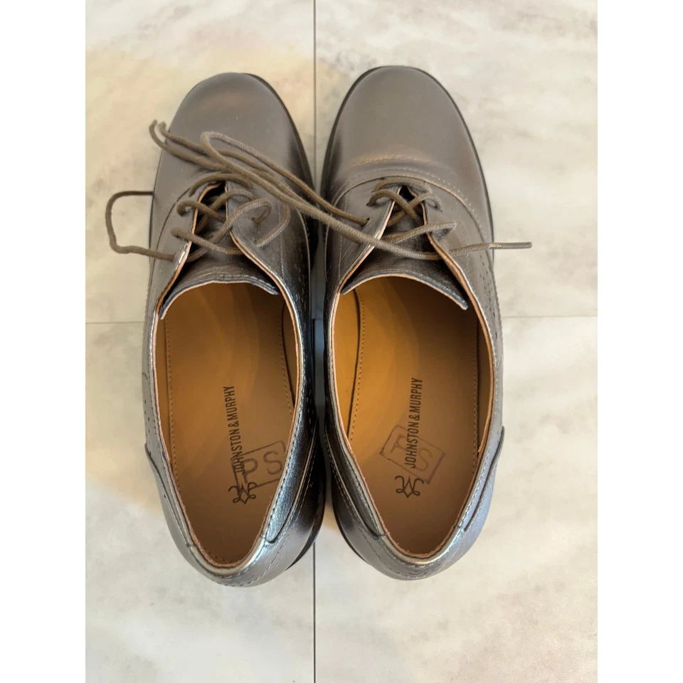 Johnston & Murphy Alice Brogue Leather Oxford Shoes 8M Academia Metallic - Image 4 of 4