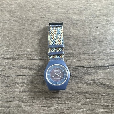 SKAGEN Samso Mens Solar Powered Watch Blue Green Braided Strap Ocean Scratched