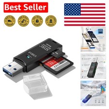 Portable USB 3.0 Micro SD Card Reader with Dual Slots for Easy Setup - Black