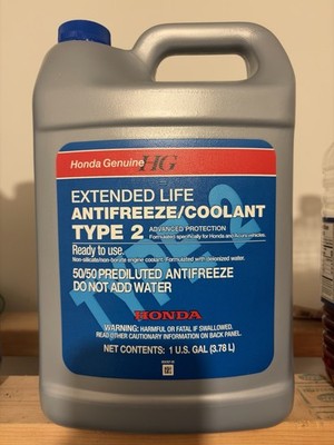 1 GAL Honda Genuine OEM Type 2 Antifreeze/Coolant Long Life Blue NEW SEALED