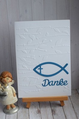 3D  Danksagung Dankeskarte mit Text  Kommunion Danksagungskarten Fisch