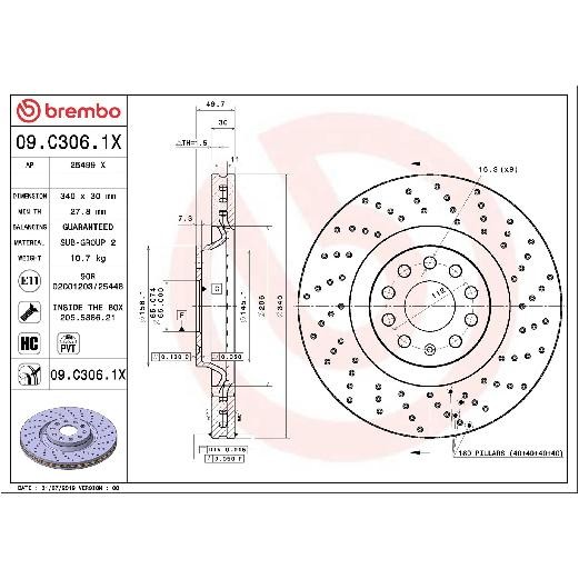 2X Bremsscheibe Vorne FüR VW Tiguan AX1 BJ2 BW2 CT1 16 Bis 26 Brembo Cjsa Cjxb-image
