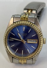 VNTG Pulsar Ladies Quartz Blue Dial Two-Tone Wristwatch 37.3g