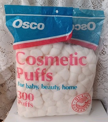 VINTAGE UNOPENED OSCO BRANDED COSMETIC PUFFS 300-COUNT 100% RAYON MADE IN U.S.A.