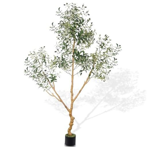 Tall Artificial Olive Tree in Planter – Realistic Potted Silk Decor