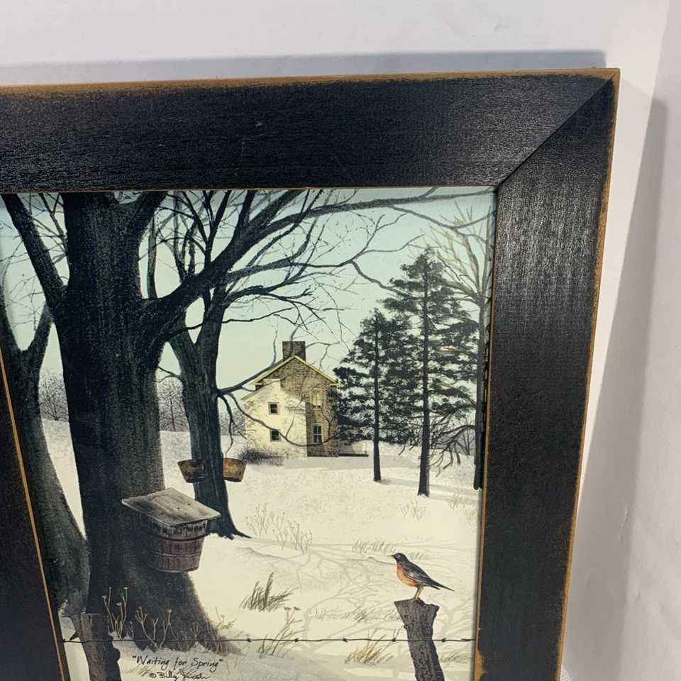 Impresión artística Waiting For Spring de Billy Jacobs envejecida marco de madera azul granja Foto 4 de 4