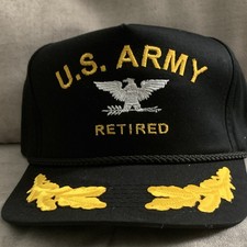 U.S. Army Retired Militaria Theme Black Embroidered Hat/Cap Military Style
