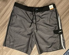 NWT Speedo Men's Swim Trunks Shorts Gray Black White Side Stripes Size XXL