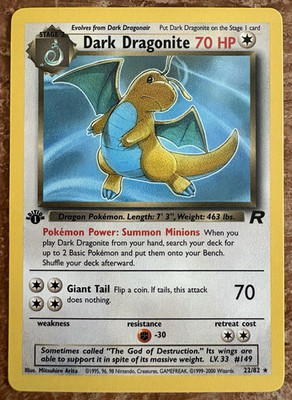 Dark Dragonite 22/82 Rare Team Rocket Pokemon 1st Edition NM