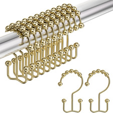 Gold Shower Curtain Hooks Rings, Stainless Steel Shower Curtain Rings, 12Pcs Dou