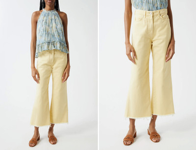 Veronica Beard Taylor Cropped High Rise Jeans Women's 29 Chamomile Zip/Button