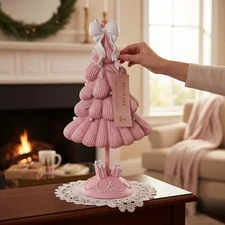 Bella Lux Pink Meringue Designer Resin Christmas Tree With Bow New 2025