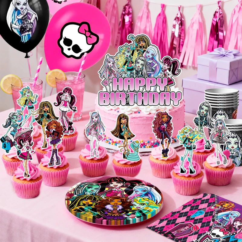 Monster High Decoración de Fiesta Vajilla Monster High Telón de Fondo Plato Mantel Foto 3 de 4