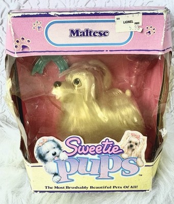 Vintage Sweetie Pups Maltese Puppy Dog Toy Sealed 1988 Hasbro Damaged Box