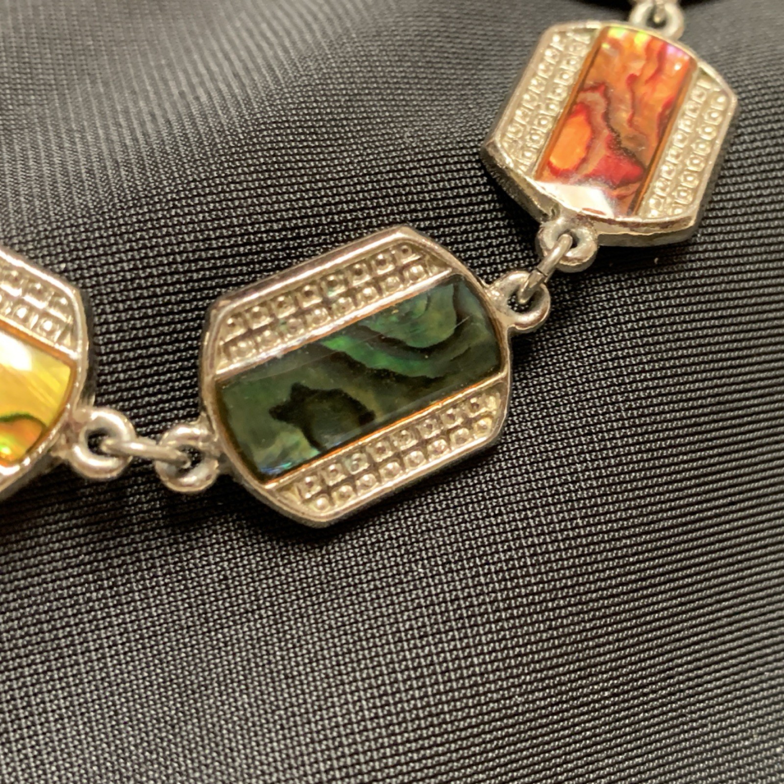 Multicolor Shell Link Charm Bracelet Silver Tone … - image 3