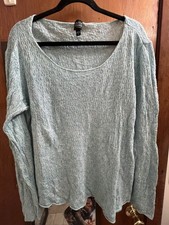 Eileen Fisher Woman Blue Linen Sweater Size 1x Organic Lagenlook