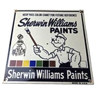 Vintage Sherwin Williams Sign - Paint Brush Gas Pump Porcelain Color Chart Sign