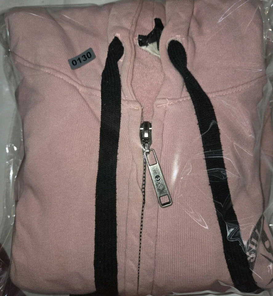 Sudadera con capucha para mujer Sullen Art rosa calavera y huesos cruzados cremallera frontal talla L otoño invierno Foto 4 de 4