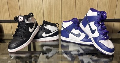 Lot Of 2 Pairs Of Kids Nike Shoes Size 1 &2 Y Please See Photos For Size