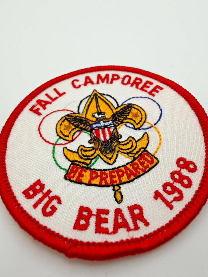 1988 Big Bear Fall Camporee Patch Boy Scouts BSA Be Prepared Red Border ...