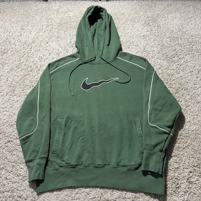 Nike Green Fleece Pullover Hoodie Small Vintage Retro Embroidered center swoosh