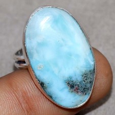 Larimar 925 Silver Plated Ring US 11 Elegant Gift Design Most Beautiful JW