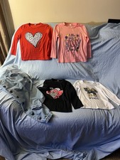 Lot Of 4 Size 4-5 Long Sleeve Graphic Shirts With Lot Of 1 Jean Joggers Size 6-7