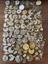 Huge Lot Vintage Antique Pocket Watch Parts Movement Dial Gears Hands
