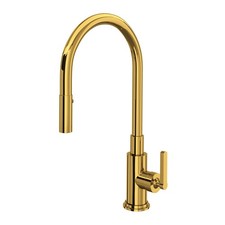 Rohl A3430LMULB-2 Lombardia Pull-Down Kitchen Faucet Unlacquered Brass