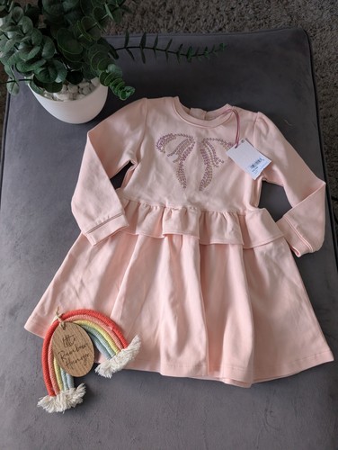 New Ted Baker Gorgeous Girls Pink Bow Sequin Jumper Dress Age 18-24m Gift - Picture 1 of 17