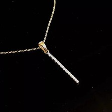 1.50Ct Lab Created Diamond Bar Pendant Necklace 14K Yellow Gold Plated