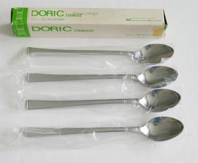 VTG NIB DORIC Stainless Steel SET 4 Iced Teaspoons Japan MCM Rare Find!