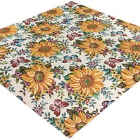 Gobelin Tischdecke Mitteldecke Groß Landhaus Sonnenblumen Gelb 110 X 110 Hossner