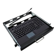 1U Industrial Rackmount Keyboard Drawer, with Touchpad, USB, Black