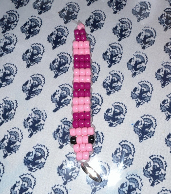 Handmade Handcrafted Beaded Snake Keychain Pink Purple Animal Accessory