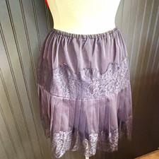 Y2K Women s lace Half Slip Petticoat black Skirt, Size L Regular, Elastic Waist